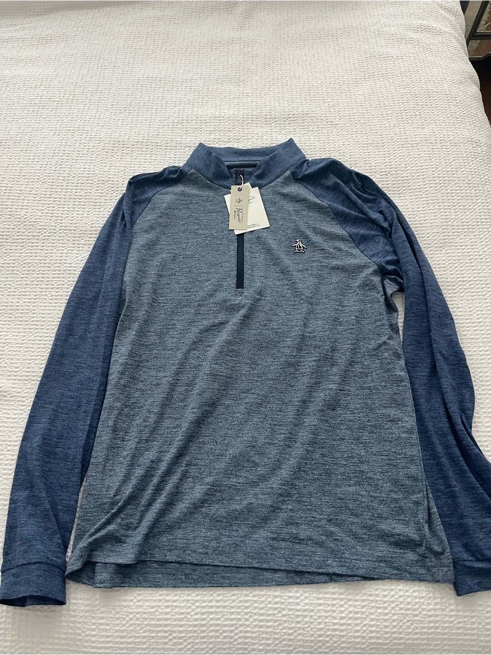 Original Penguin Heathered Navy/Black Half-Zip Pullover NYT